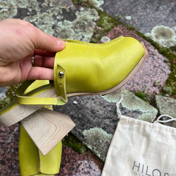 Hilos Georgia 3D Open Toe Block Heel Wasabi 8 - Picture 3 of 14